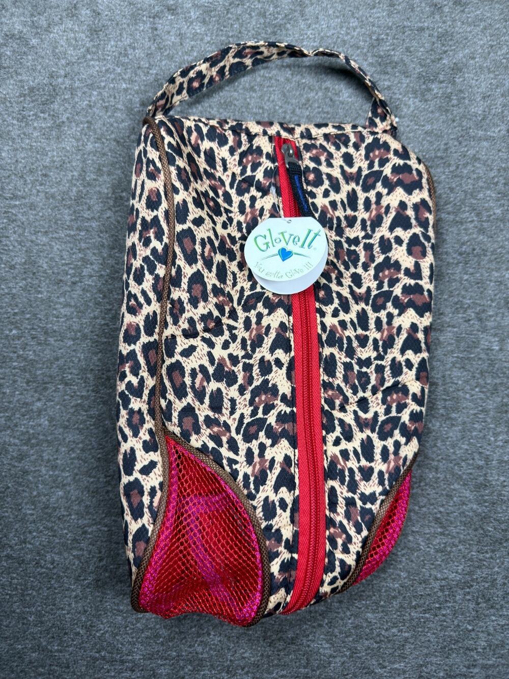 Glove It Leopard Print Golf Shoe Bag Red Zip Mesh Pocket NWT *Multiple Available